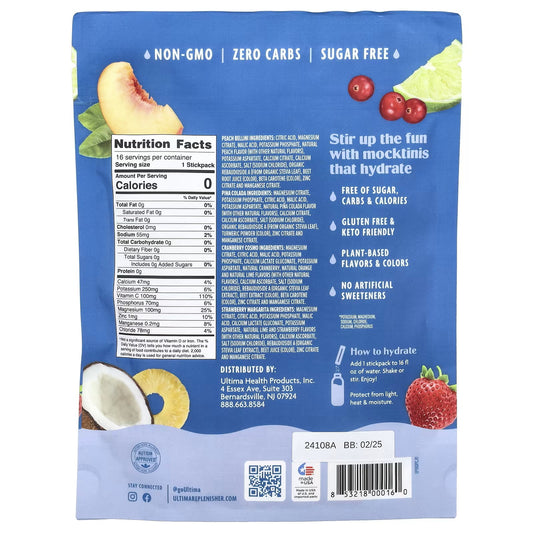 Ultima Replenisher, 6 Essential Electrolytes, Mocktini Variety Pack, 16 Stickpacks,