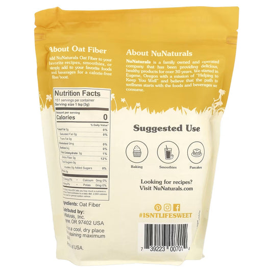 NuNaturals, Oat Fiber Powder, 1 lb (454 g) ألياف الشوفان