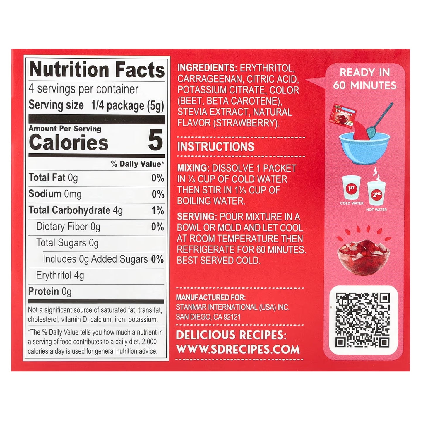 Natural Simply Delish, Gelatin Free Jel Dessert, Sugar Free, Strawberry, 0.7 oz (20 g)