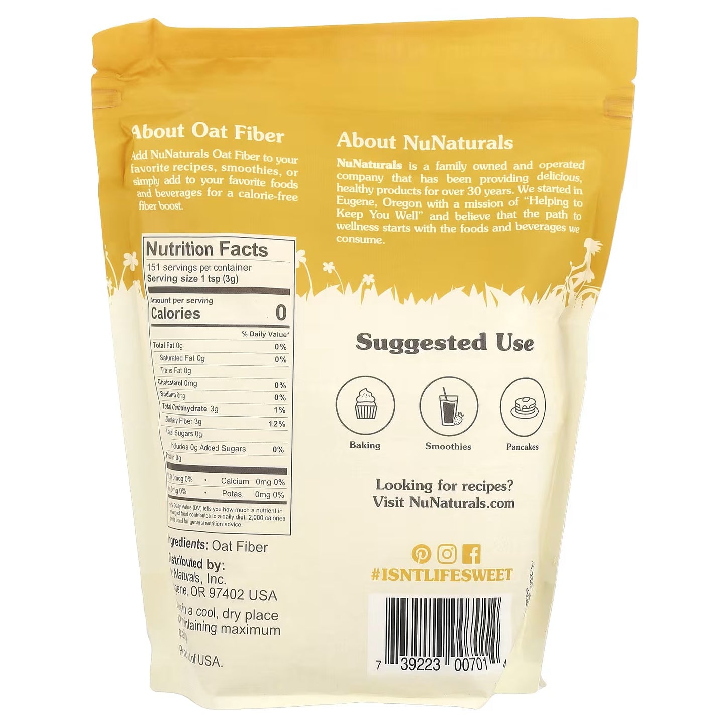 NuNaturals, Oat Fiber Powder, 1 lb (454 g)   ألياف الشوفان
